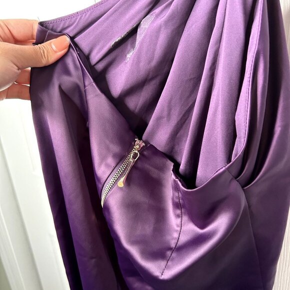 One33 Social Purple Satin Cutout Sleeveless Front Slit Gown Women's Size 0 - Picture 12 of 15